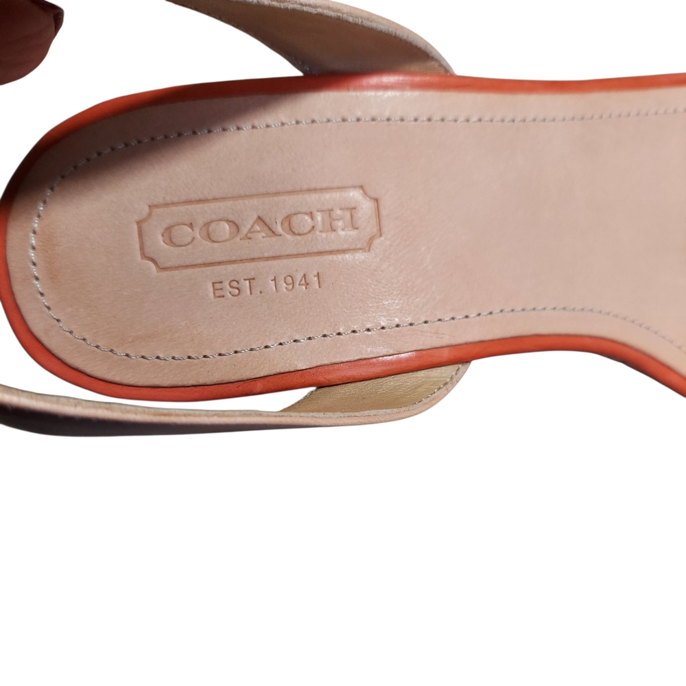 Coach Morgan Floral Cork Wedge Sandals Boho Resort Stripe Leather NEW - Picture 9 of 9